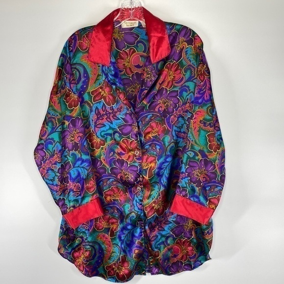 Vintage Victoria's Secret Night Button Front Shirt Size Small - Picture 1 of 9